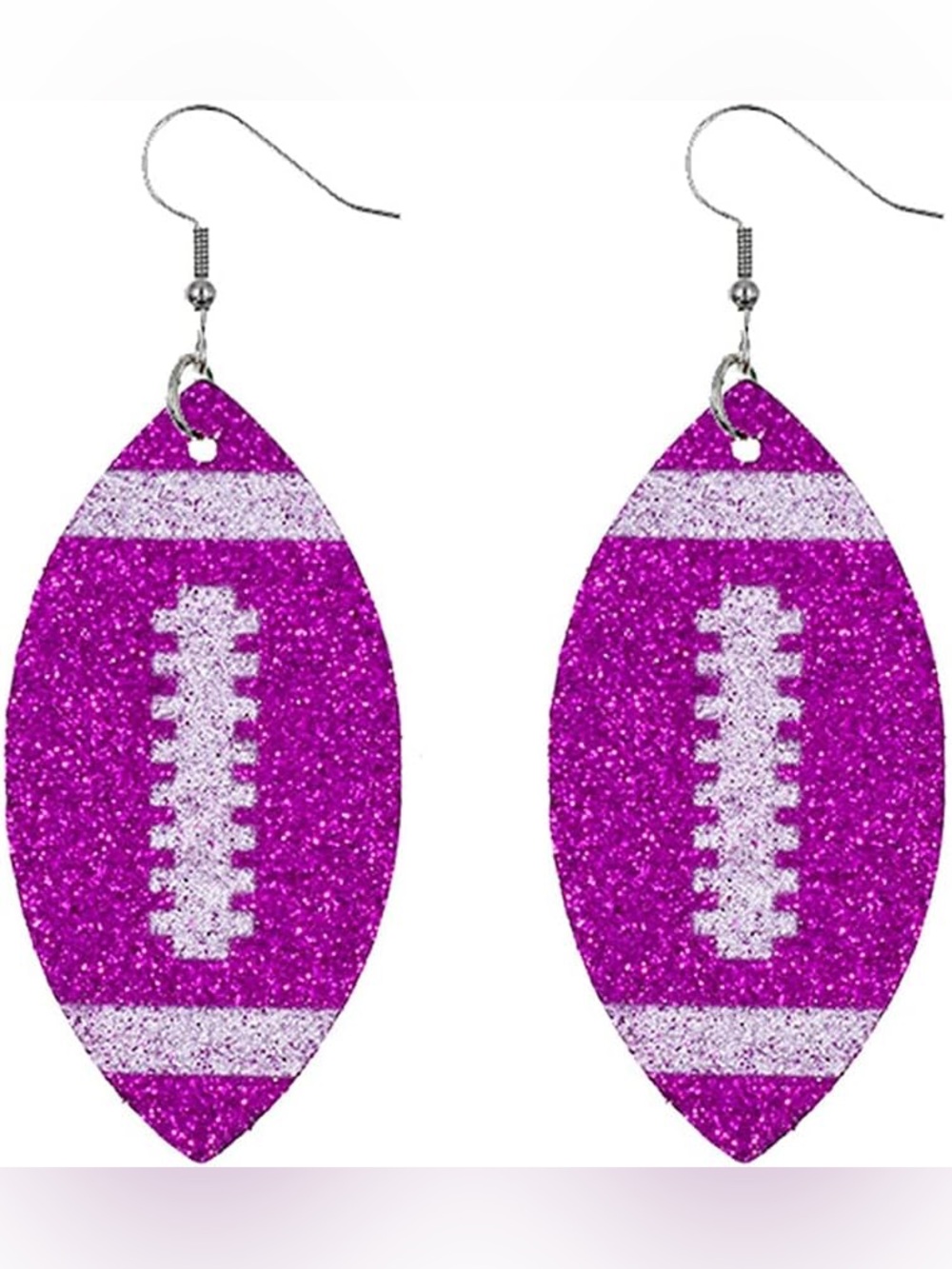 Purple Glitter Football Dangle Earrings - Women's Jewelry